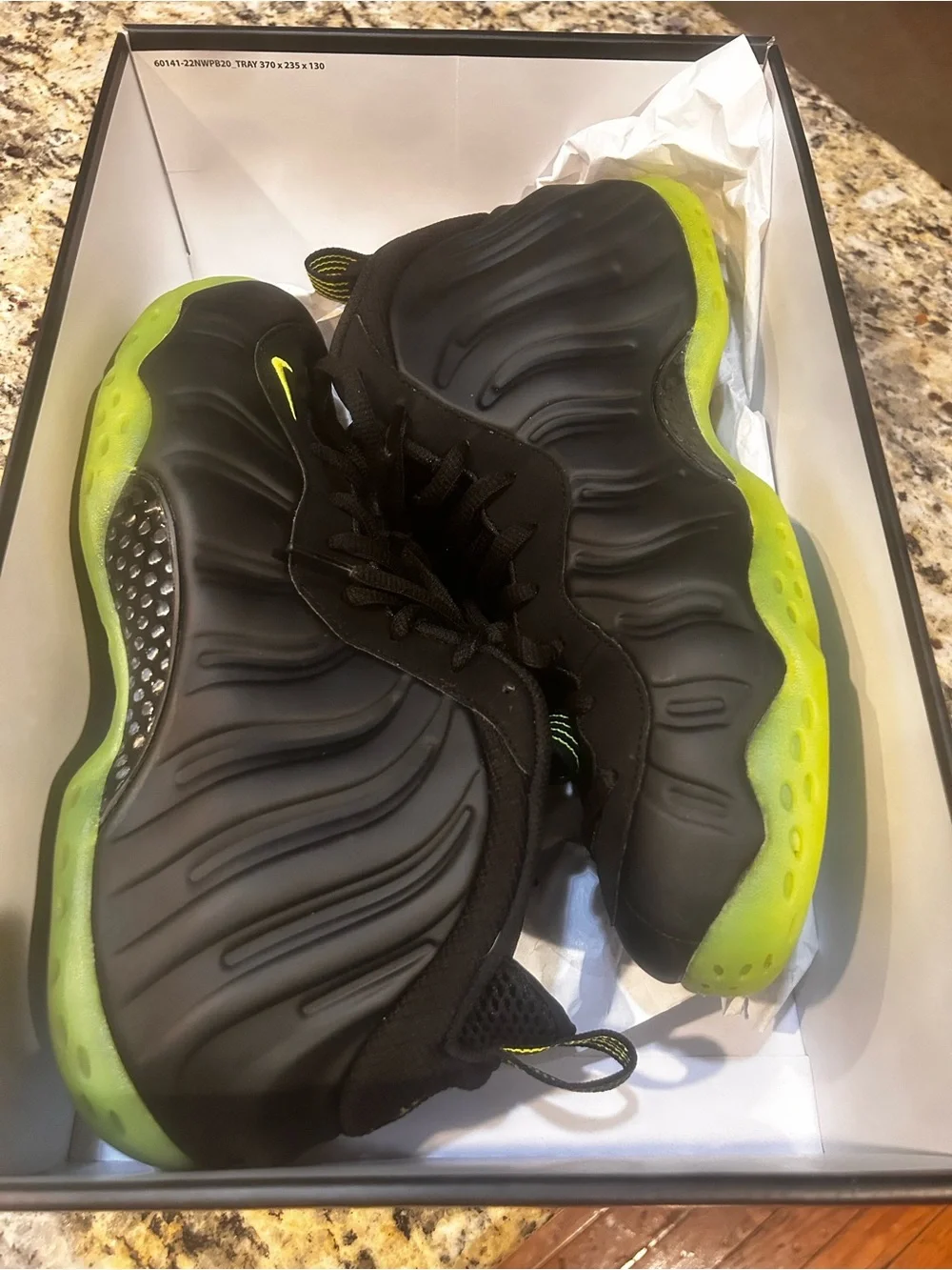 AIR FOAMPOSITE ONE Nike Men’s  Black with Neon Green Accent Athletic Sneakers